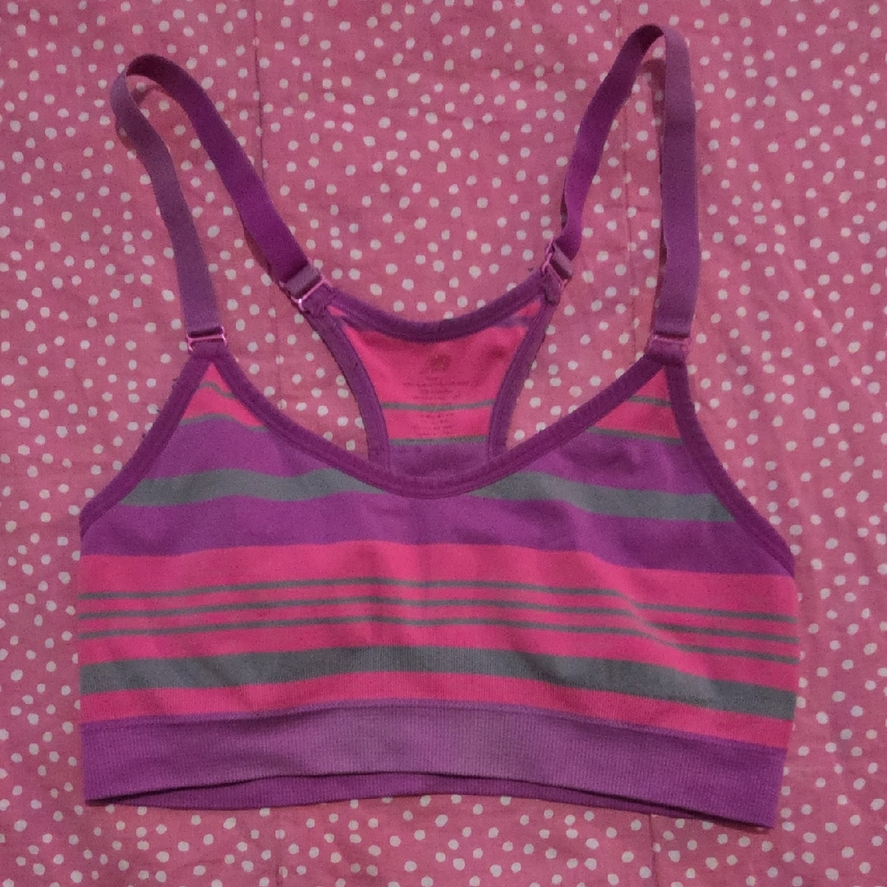 Striped Racerback Bralette - Pink & Purple Large